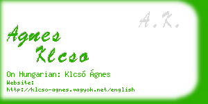 agnes klcso business card